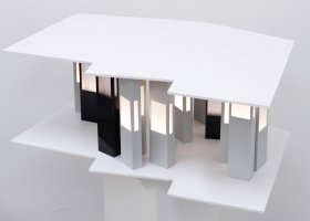  Individual Compound, Licht object, ca 100x70x30cm Forex, plexiglas, LED licht