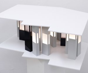  Individual Compound, Licht object, ca 100x70x30cm Forex, plexiglas, LED licht
